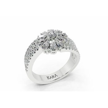 Ring with 0.66ct Pear Cut diamonds, 0.06ct Marquise diamonds and 0.33ct round diamonds