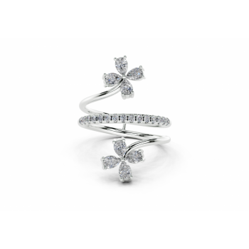 Ring with 0.66ct Pear Cut diamonds and 0.19ct round diamonds