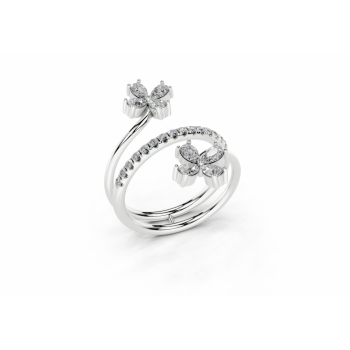 Ring with 0.66ct Pear Cut diamonds and 0.19ct round diamonds