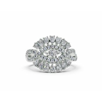 Ring with 0.72ct Pear Cut diamonds, 0.07ct Marquise Cut diamonds and 0.32ct round diamonds