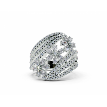 Ring with 0.76ct Pear Cut diamonds and 0.56ct round diamonds