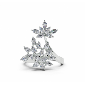 Ring with 0.77ct Pear Cut diamonds and 0.26ct Marquise Cut diamonds