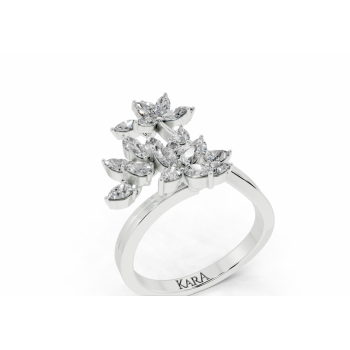 Ring with 0.77ct Pear Cut diamonds and 0.26ct Marquise Cut diamonds