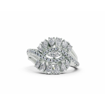 Ring with 0.80ct Pear Cut diamonds, 0.06ct Marquise Cut diamonds and 0.05ct round diamonds