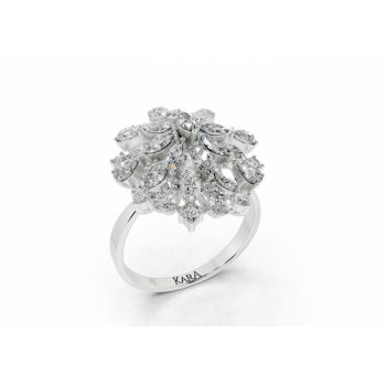 Ring with 0.83ct Pear Cut diamonds, 0.34ct Marquise Cut diamonds and 0.12ct round diamonds