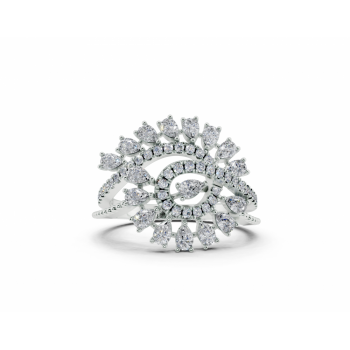 Ring with 0.88ct Pear Cut diamonds and 0.27ct round diamonds