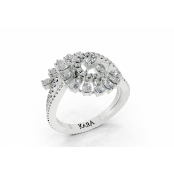 Ring with 0.88ct Pear Cut diamonds and 0.27ct round diamonds
