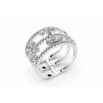 Ring with 0.89ct Pear Cut diamonds and 0.36ct round diamonds