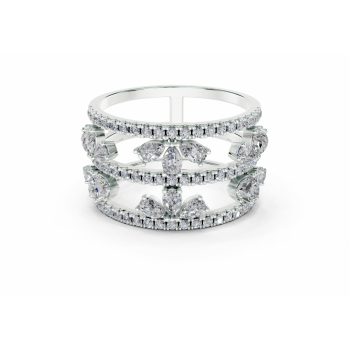 Ring with 0.89ct Pear Cut diamonds and 0.36ct round diamonds