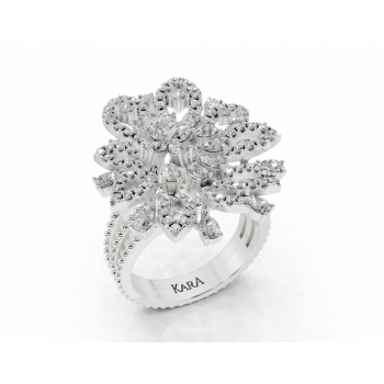 1.09ct Pear Cut diamond ring with 0.65ct round diamonds