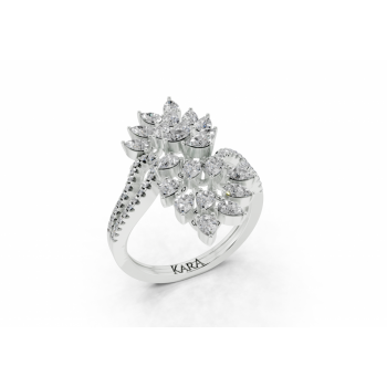 1.14ct Pear Cut diamond ring with 0.13ct round diamonds