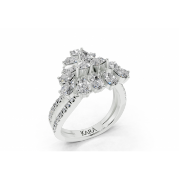 1.24ct Pear Cut diamond ring with 0.25ct round diamonds