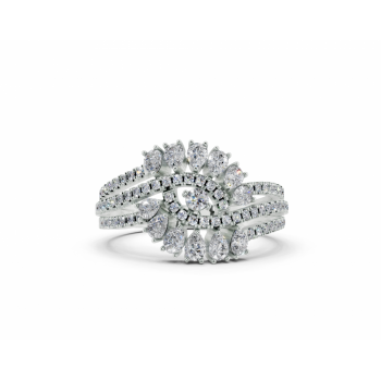 1.32ct Pear Cut diamond ring with 0.43ct round diamonds