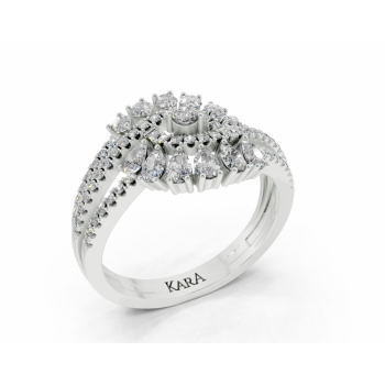 1.32ct Pear Cut diamond ring with 0.43ct round diamonds