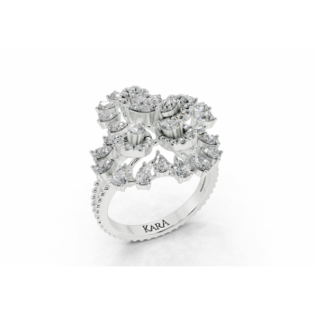 Pear Cut diamond ring with 1.36ct Pear Cut diamonds and 0.15ct round diamonds