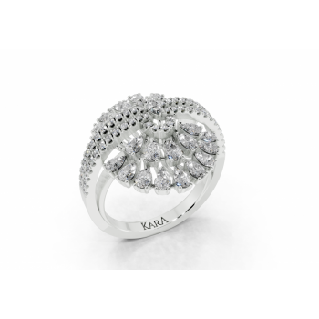 Ring with Pear Cut diamonds of 1.45ct, Marquise Cut diamonds of 0.03ct and round diamonds of 0.33ct