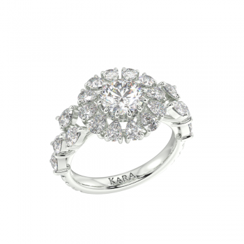 Ring with 1.56ct Pear Cut Diamonds and 1.24ct Round Diamonds
