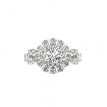 Ring with 1.56ct Pear Cut Diamonds and 1.24ct Round Diamonds