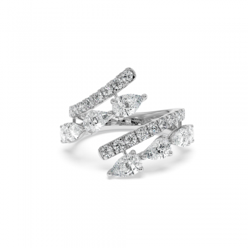 Ring with Pear Cut Diamonds 1.89ct and Round Diamonds 0.49ct