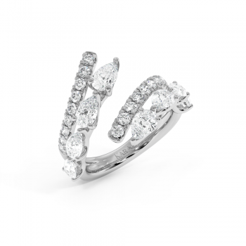 Ring with Pear Cut Diamonds 1.89ct and Round Diamonds 0.49ct