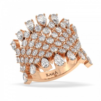 Ring with 2.32ct Pear Cut Diamonds and 1.62ct Round Diamonds