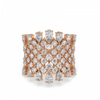 Ring with 2.32ct Pear Cut Diamonds and 1.62ct Round Diamonds