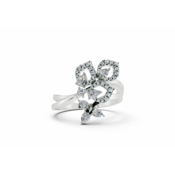 Ring with 0.31 ct Pear diamonds and 0.13 ct Round diamonds
