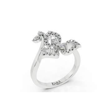 Ring with 0.31 ct Pear diamonds and 0.15 ct Round diamonds