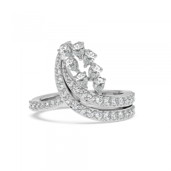 Ring with 0.34 ct Pear diamonds and 0.66 ct round diamonds