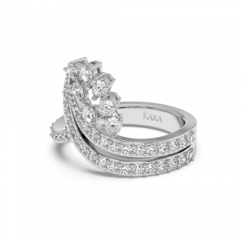Ring with 0.34 ct Pear diamonds and 0.66 ct round diamonds