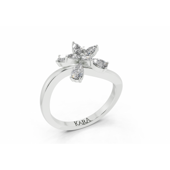 Ring with 0.35 ct Pear diamonds and 0.15 ct Round diamonds