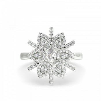 Ring with 0.35 ct Pear diamonds and 0.39 ct round diamonds