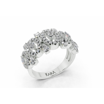Ring with 0.41 ct Pear diamonds, 0.42 ct Round diamonds and 0.17ct Marquise diamonds