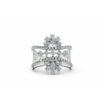 Ring with 0.52 ct Pear diamonds and 0.49 ct Round diamonds