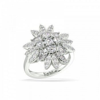 Ring with 0.53 ct Pear diamonds and 1.08 ct round diamonds