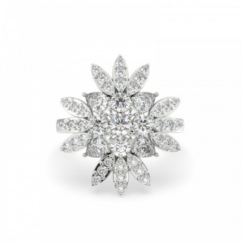Ring with 0.53 ct Pear diamonds and 1.08 ct round diamonds
