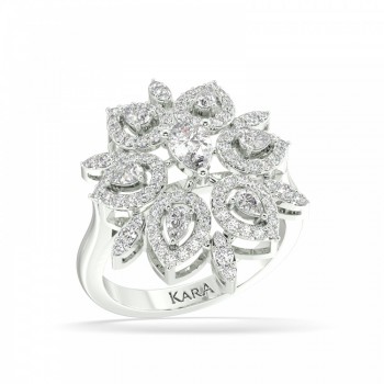 Ring with 0.58 ct Pear diamonds and 0.42 ct round diamonds