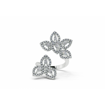 Ring with 0.60 ct Pear diamonds and 0.39 ct Round diamonds