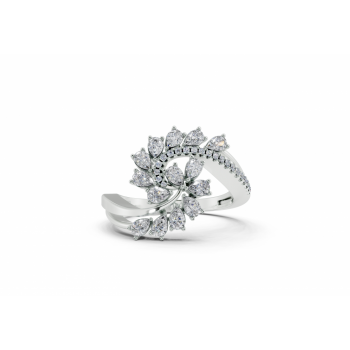 Ring with 0.72 ct Pear diamonds and 0.07 ct Round diamonds