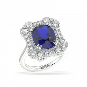 Ring with Pear diamonds of 0.74 ct, round diamonds of 0.36 ct and Tanzanite of 5.54 ct