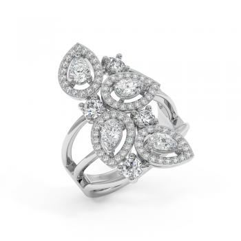 Ring with 0.74 ct Pear diamonds and 1.00 ct round diamonds