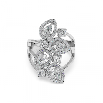 Ring with 0.74 ct Pear diamonds and 1.00 ct round diamonds