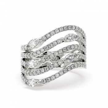 Ring with 0.78 ct Pear diamonds and 0.86 ct round diamonds