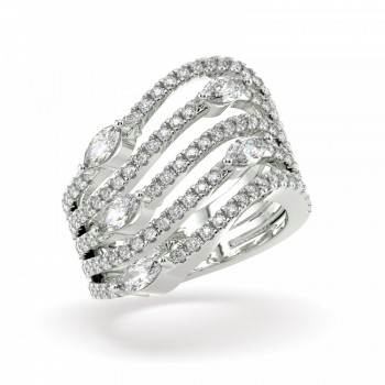 Ring with 0.78 ct Pear diamonds and 0.86 ct round diamonds
