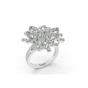 Ring with 0.97 ct Pear diamonds and 0.52 ct Round diamonds
