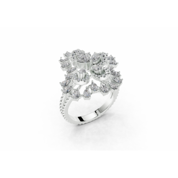 Ring with 1.38ct Pear diamonds and 0.13ct round diamonds