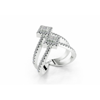 0.12ct Princess Cut diamond ring with 0.39ct round diamonds