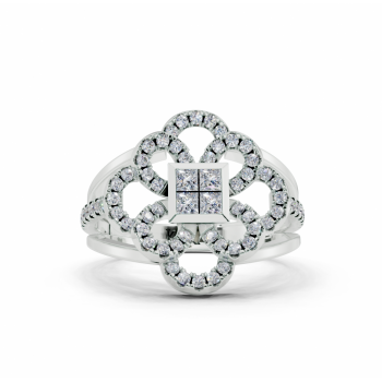 Princess Cut diamond ring with 0.16ct diamonds and 0.33ct round diamonds