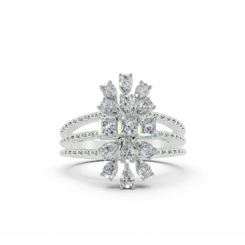 Princess Cut diamond ring with 0.36ct Princess Cut diamonds and 0.62ct Pear Cut diamonds