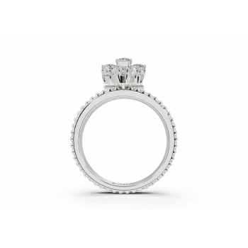 Princess Cut diamond ring with 0.36ct Princess Cut diamonds and 0.62ct Pear Cut diamonds